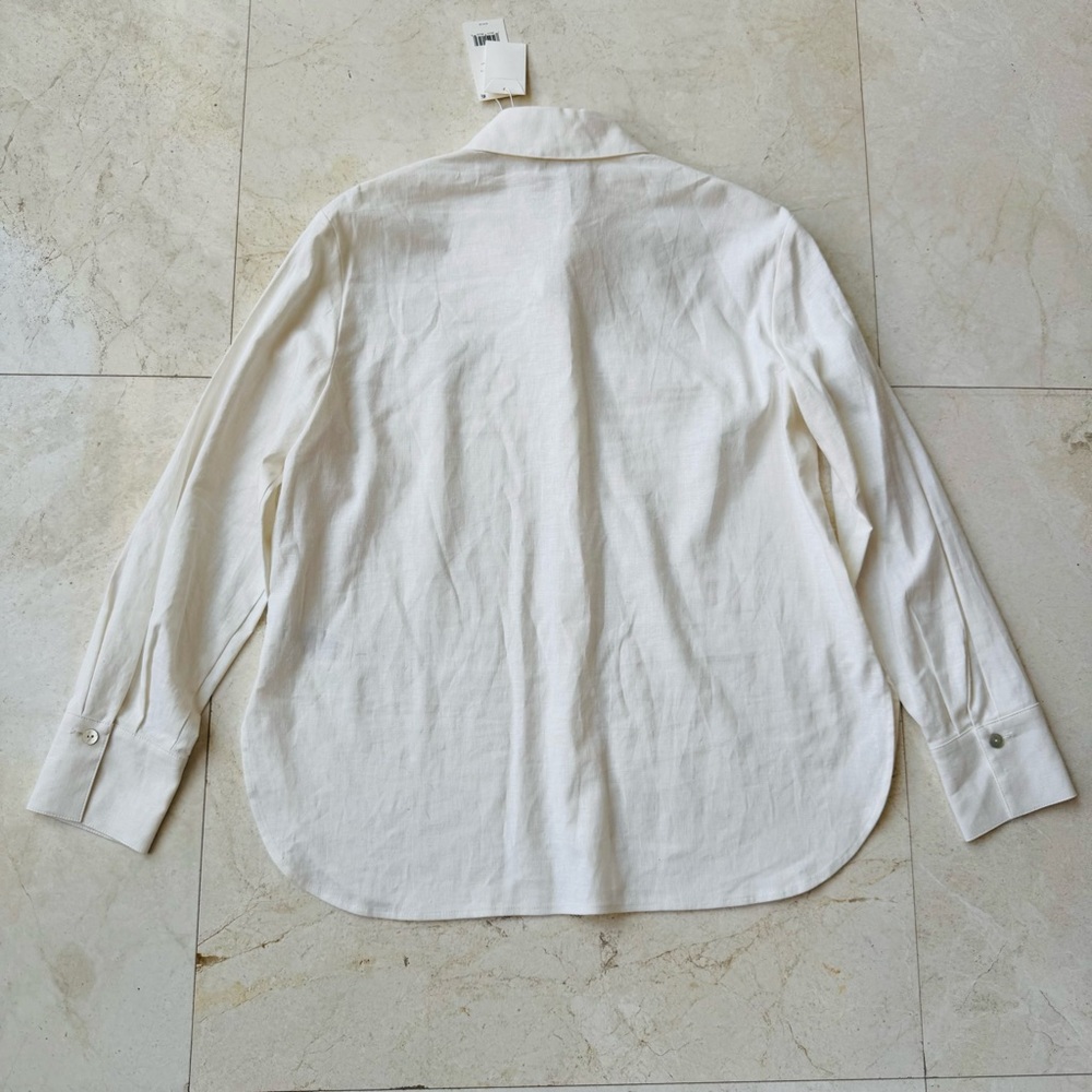 Vince Classic White linen blend Button-Up Shirt size M - Picture 8 of 16